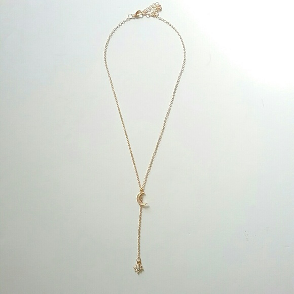 Gold Moon & Star Dangle Necklace - Picture 5 of 8